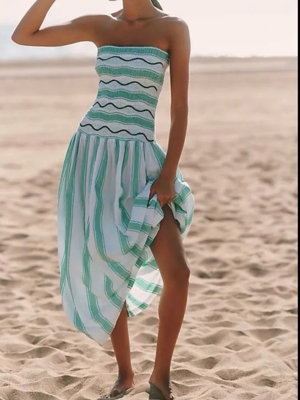 Strapless Mint & White Stripe Beach Dress